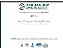 Tablet Screenshot of mechanicschoicewarranty.com
